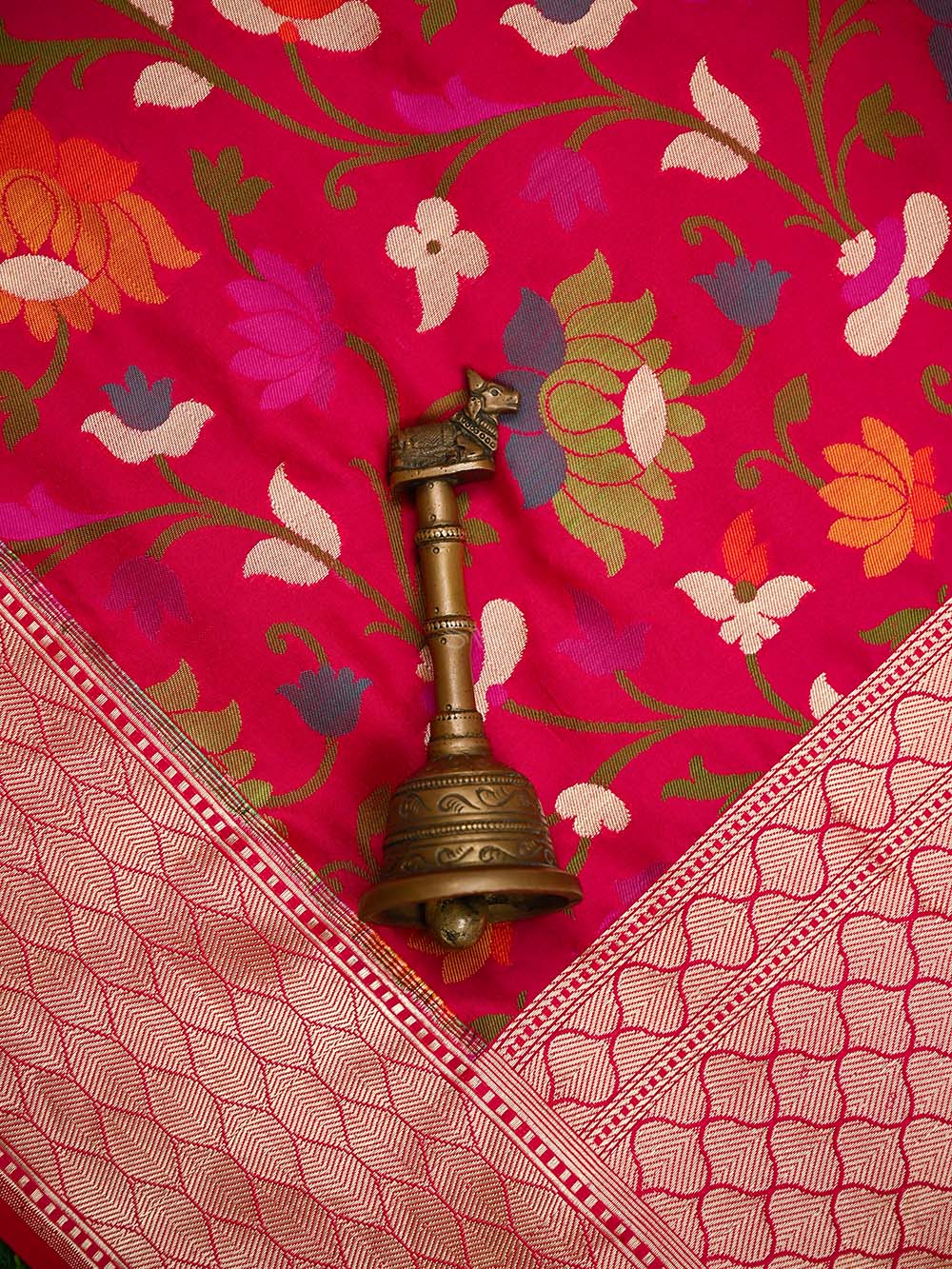 Dark Pink Meenakari Katan Silk Handloom Banarasi Saree - Sacred Weaves