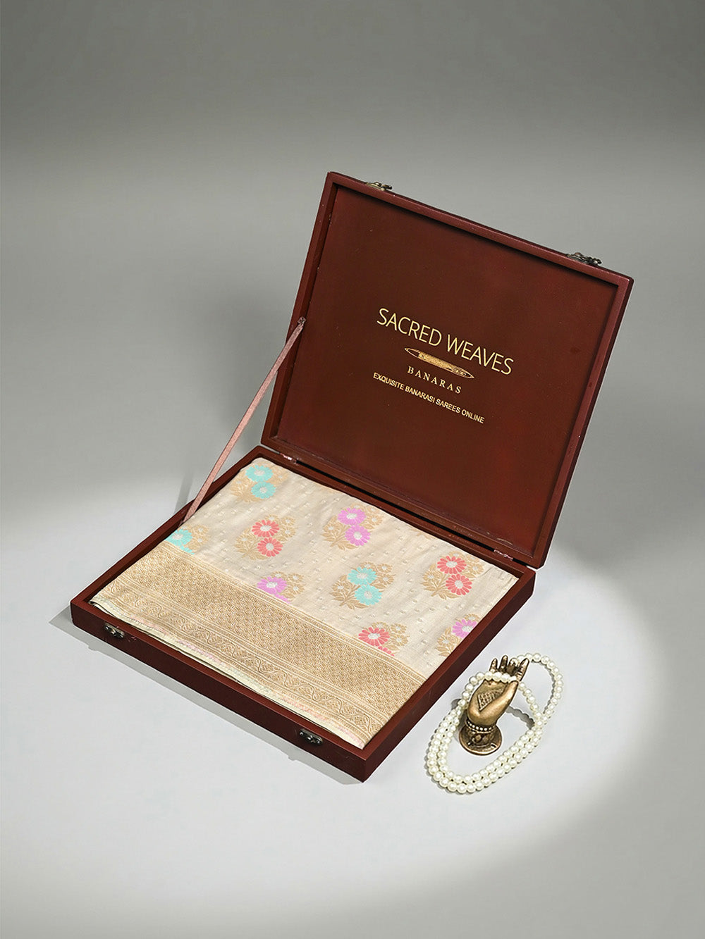 Grey Meenakari Katan Silk Handloom Banarasi Saree - Sacred Weaves