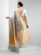 Grey Meenakari Katan Silk Handloom Banarasi Saree - Sacred Weaves
