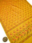 Mustard Floral Tanchoi Silk Handloom Banarasi Saree - Sacred Weaves