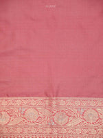 Coral Pink Jaal Uppada Katan Silk Handloom Banarasi Saree - Sacred Weaves