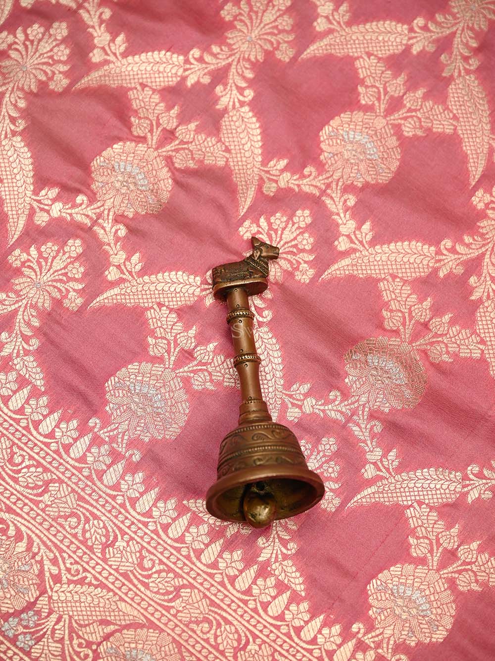 Coral Pink Jaal Uppada Katan Silk Handloom Banarasi Saree - Sacred Weaves