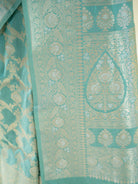 Aqua Green Jaal Uppada Katan Silk Handloom Banarasi Saree - Sacred Weaves