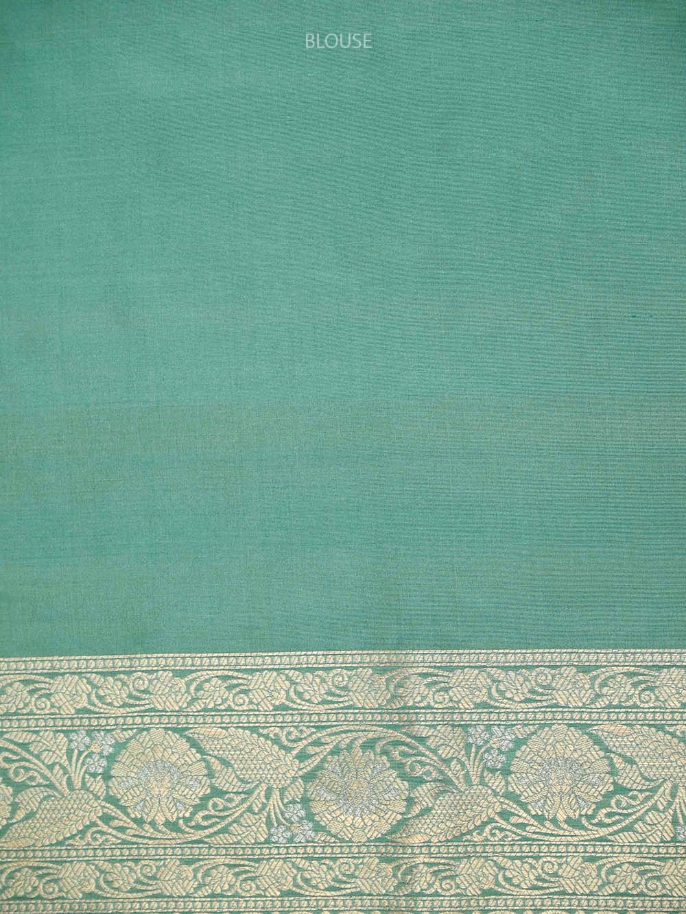 Aqua Green Jaal Uppada Katan Silk Handloom Banarasi Saree - Sacred Weaves