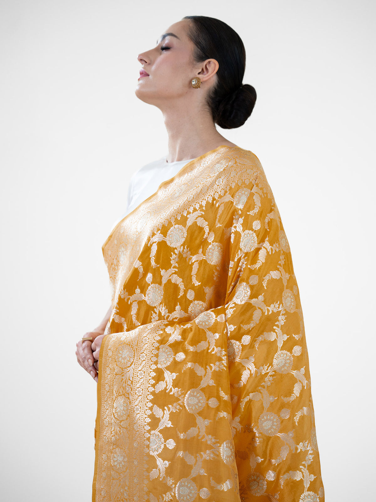 Yellow Uppada Katan Silk Handloom Banarasi Saree - Sacred Weaves