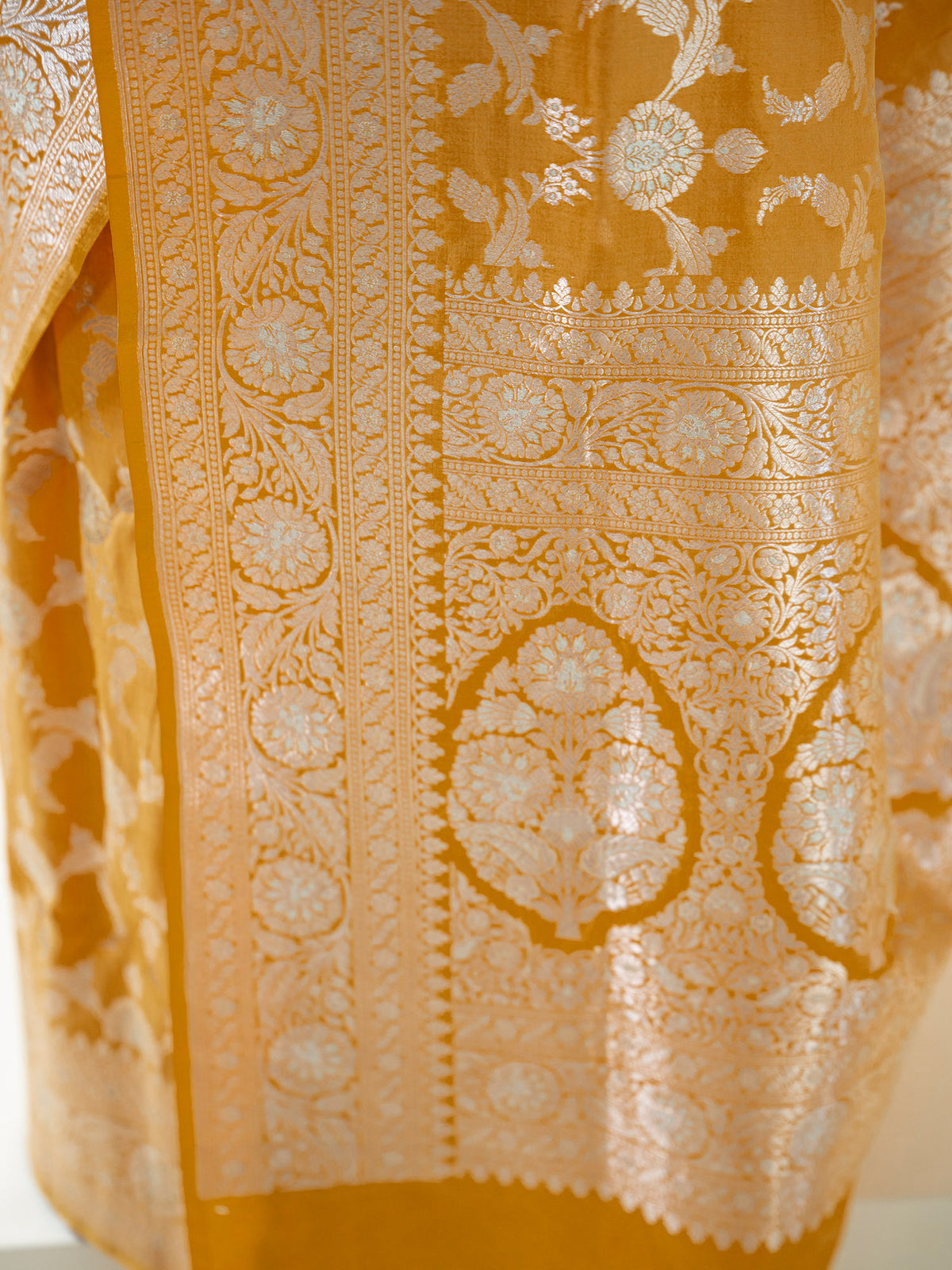 Yellow Uppada Katan Silk Handloom Banarasi Saree - Sacred Weaves