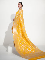 Yellow Uppada Katan Silk Handloom Banarasi Saree - Sacred Weaves