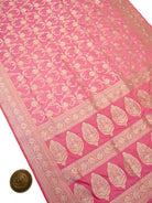Pink Zari Jaal Uppada Katan Silk Handloom Banarasi Saree - Sacred Weaves