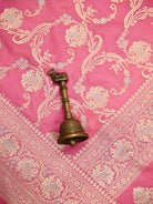 Pink Zari Jaal Uppada Katan Silk Handloom Banarasi Saree - Sacred Weaves