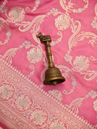 Pink Zari Jaal Uppada Katan Silk Handloom Banarasi Saree - Sacred Weaves