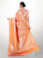 Orange Pink Uppada Katan Silk Handloom Banarasi Saree - Sacred Weaves