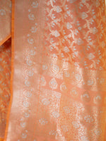 Orange Pink Uppada Katan Silk Handloom Banarasi Saree - Sacred Weaves