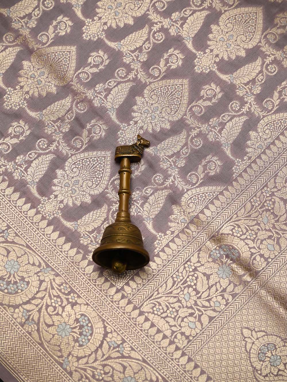 Pastel Purple Jaal Uppada Katan Silk Handloom Banarasi Saree - Sacred Weaves