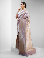 Pastel Purple Jaal Uppada Katan Silk Handloom Banarasi Saree - Sacred Weaves