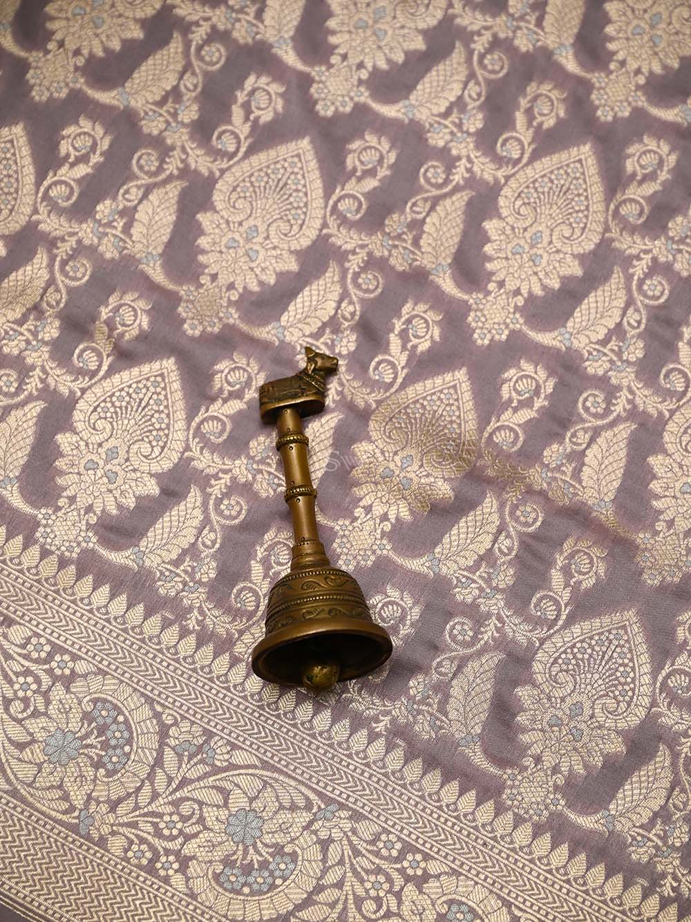 Pastel Purple Jaal Uppada Katan Silk Handloom Banarasi Saree - Sacred Weaves