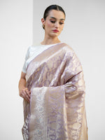 Pastel Purple Jaal Uppada Katan Silk Handloom Banarasi Saree - Sacred Weaves