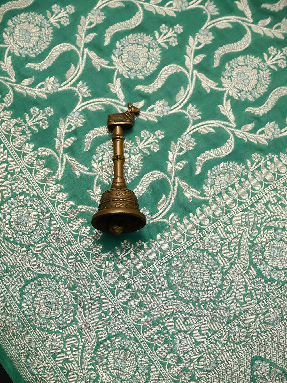 Sea Green Uppada Katan Silk Handloom Banarasi Saree - Sacred Weaves