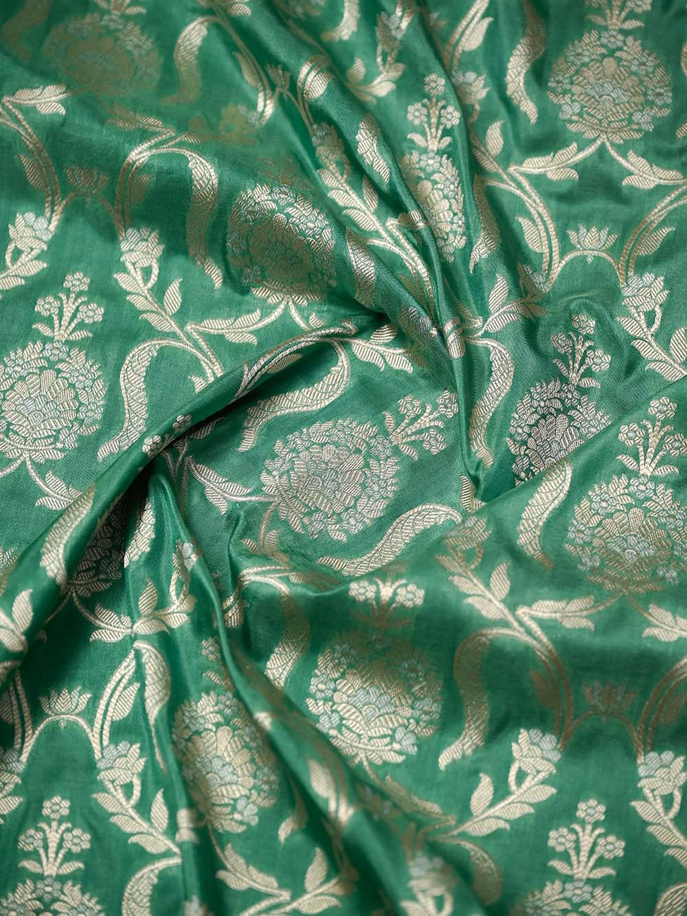 Sea Green Uppada Katan Silk Handloom Banarasi Saree - Sacred Weaves
