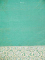 Aqua Green Jaal Uppada Katan Silk Handloom Banarasi Saree - Sacred Weaves