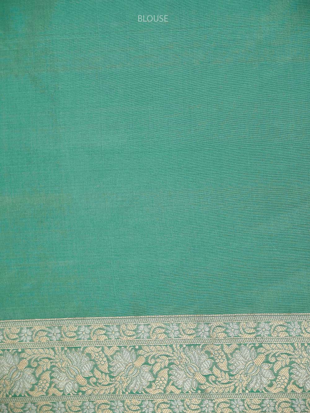 Aqua Green Jaal Uppada Katan Silk Handloom Banarasi Saree - Sacred Weaves