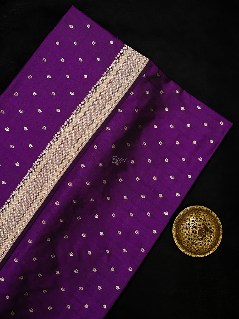 Purple Booti Katan Silk Uppada Handloom Banarasi Saree - Sacred Weaves