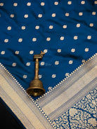 Midnight Blue Booti Katan Silk Uppada Handloom Banarasi Saree - Saced Weaves