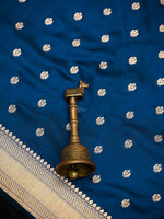 Midnight Blue Booti Katan Silk Uppada Handloom Banarasi Saree - Saced Weaves