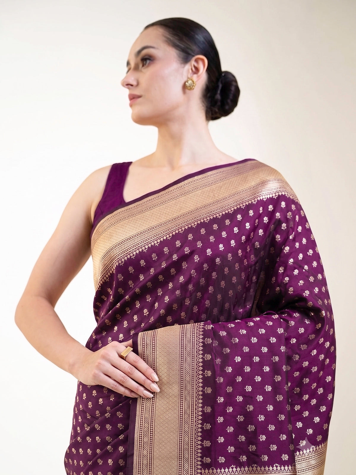 Wine Booti Katan Silk Uppada Handloom Banarasi Saree - Sacred Weaves