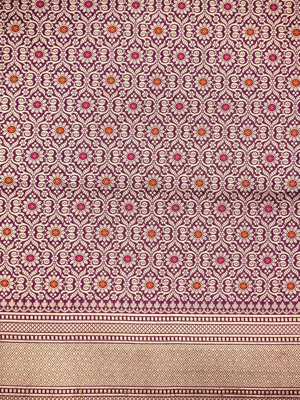 Wine Booti Katan Silk Uppada Handloom Banarasi Saree - Sacred Weaves