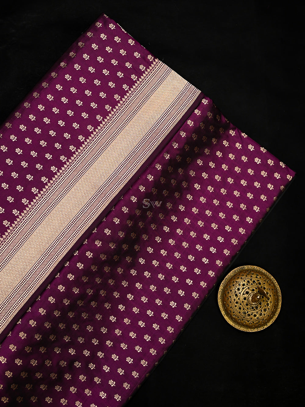 Wine Booti Katan Silk Uppada Handloom Banarasi Saree - Sacred Weaves