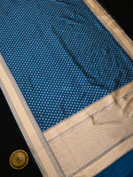Midnight Blue Booti Katan Silk Uppada Handloom Banarasi Saree - Sacred Weaves
