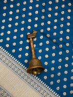 Midnight Blue Booti Katan Silk Uppada Handloom Banarasi Saree - Sacred Weaves