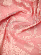 Pastel Pink Jaal Tissue Silk Handloom Banarasi Fabric - Sacred Weaves