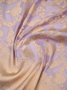 Pastel Purple Jaal Katan Silk Handloom Banarasi Fabric - Sacred Weaves