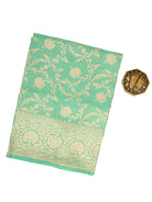 Sea Green Tissue Silk Handloom Banarasi Fabric - Sacred Weaves