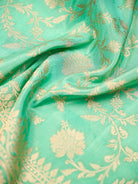 Sea Green Tissue Silk Handloom Banarasi Fabric - Sacred Weaves