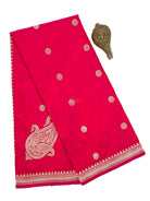 Dark Pink Konia Katan Silk Handloom Banarasi Saree - Sacred Weaves