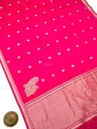 Dark Pink Konia Katan Silk Handloom Banarasi Saree - Sacred Weaves