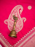 Dark Pink Konia Katan Silk Handloom Banarasi Saree - Sacred Weaves