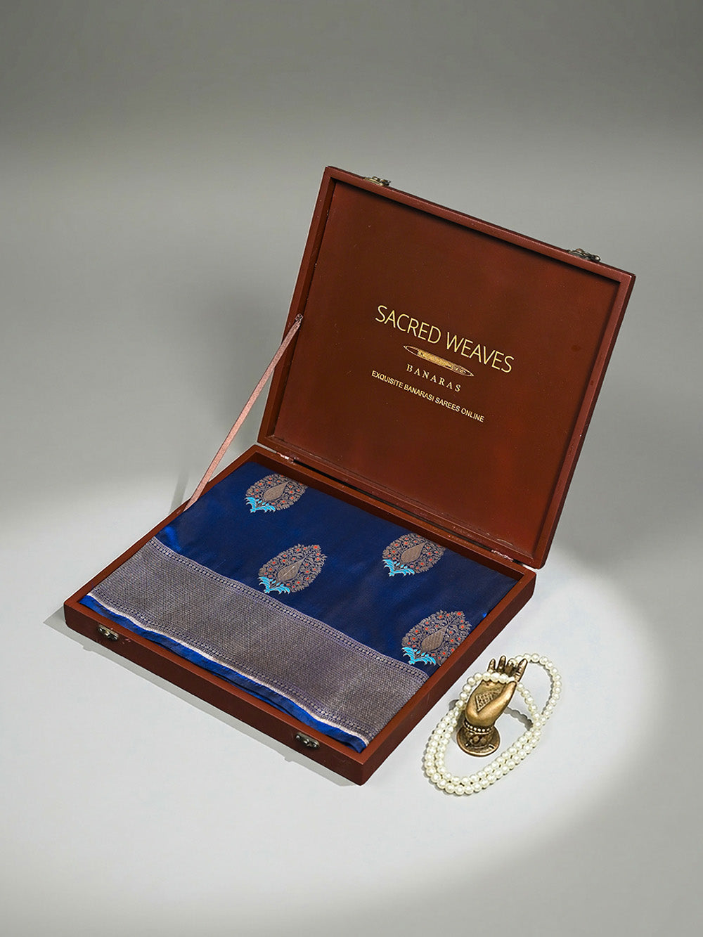 Blue Meenakari Boota Katan Silk Handloom Banarasi Saree - Sacred Weaves