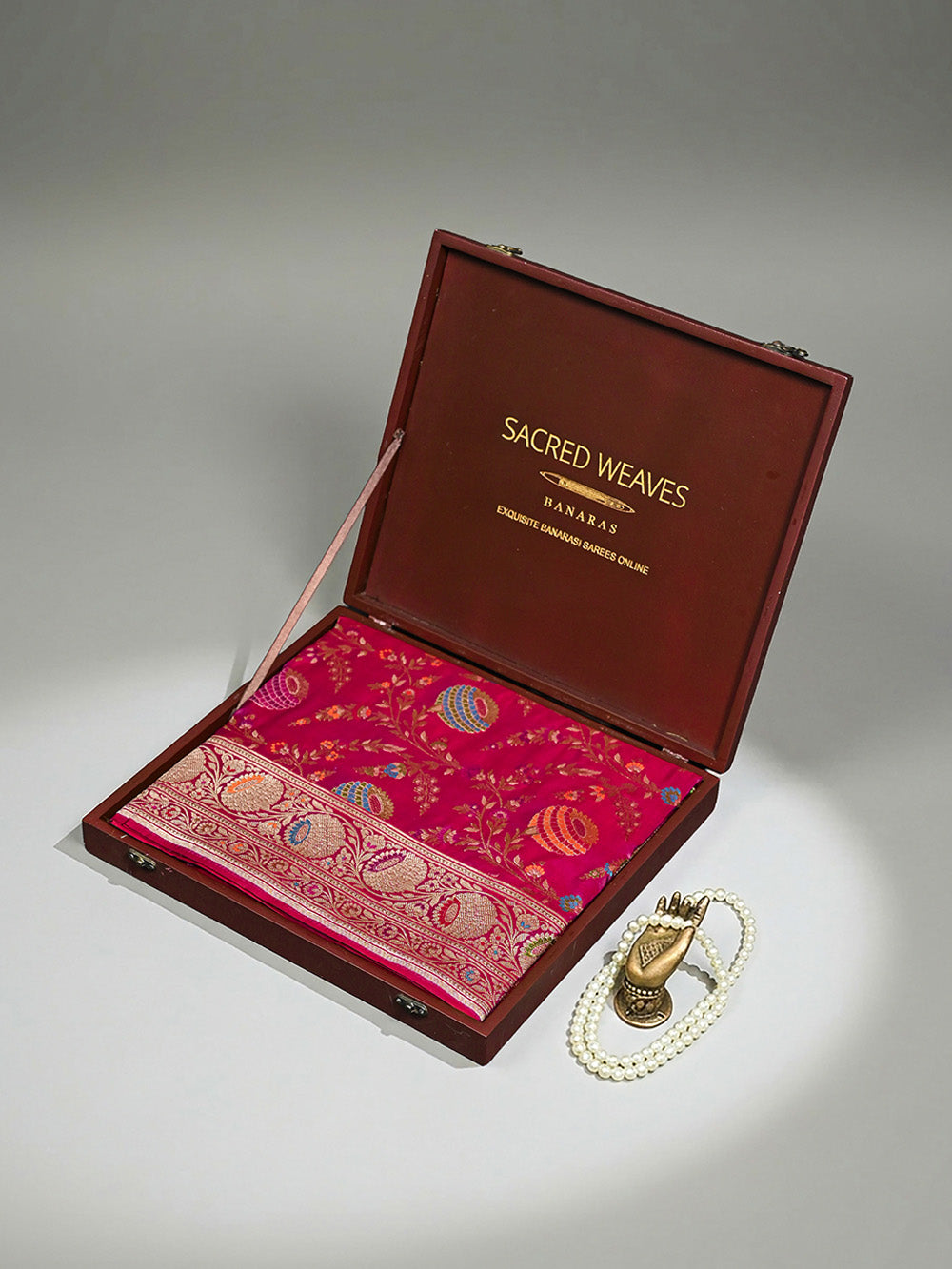 Dark Pink Meenakari Katan Silk Handloom Banarasi Saree - Sacred Weaves