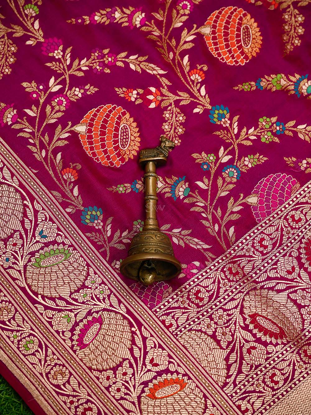 Dark Pink Meenakari Katan Silk Handloom Banarasi Saree - Sacred Weaves