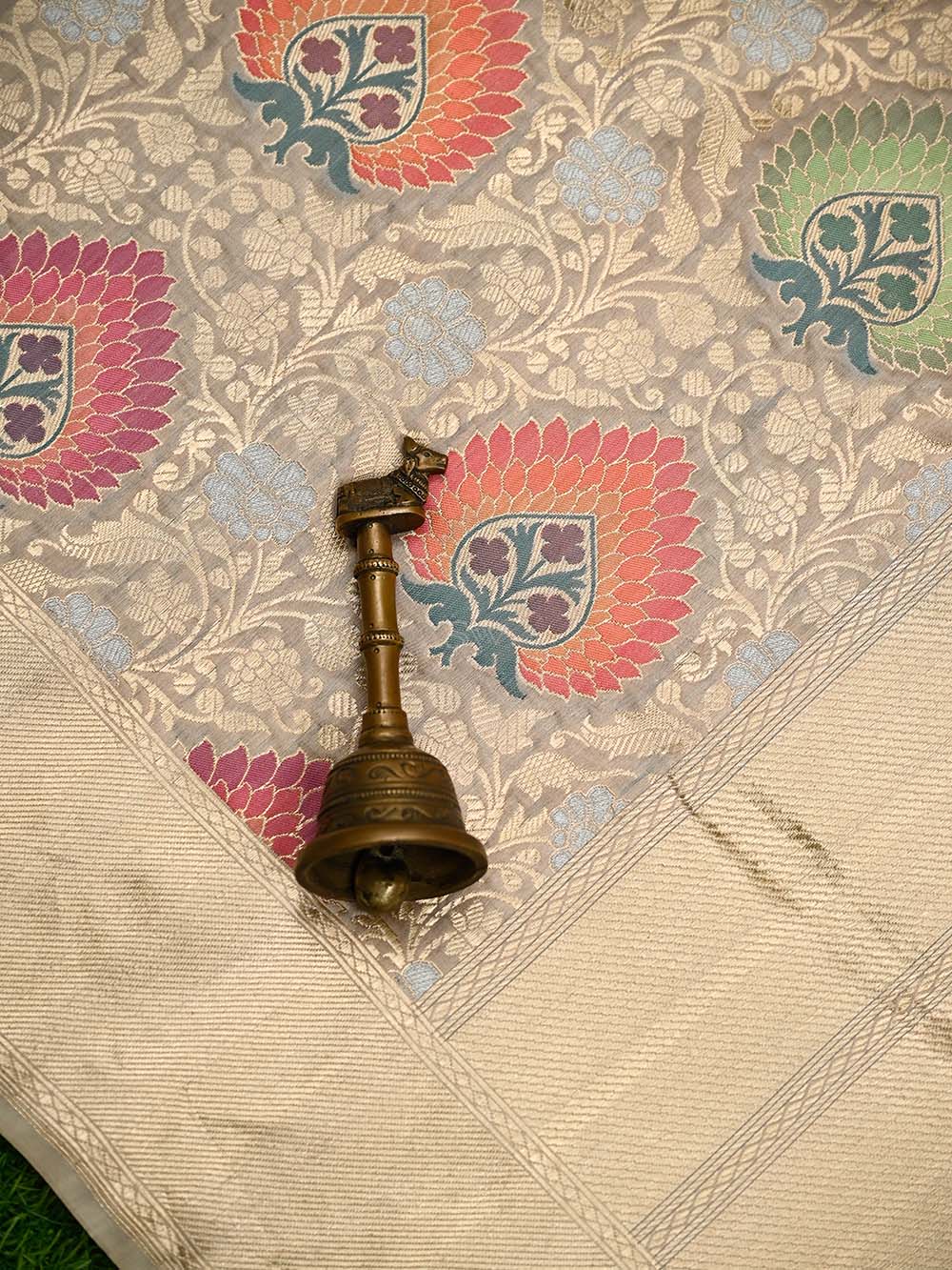 Beige Meenakari Brocade Handloom Banarasi Saree - Sacred Weaves