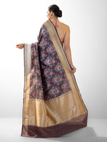 Dark Brown Meenakari Katan Silk Handloom Banarasi Saree