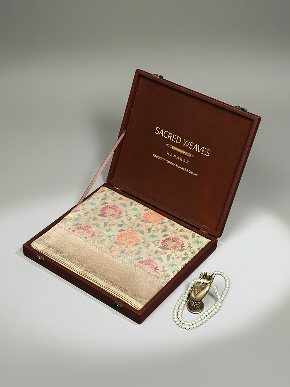 Beige Meenakari Katan Silk Handloom Banarasi Saree - Sacred Weaves