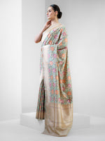 Beige Meenakari Katan Silk Handloom Banarasi Saree - Sacred Weaves