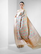 Beige Meenakari Katan Silk Handloom Banarasi Saree - Sacred Weaves