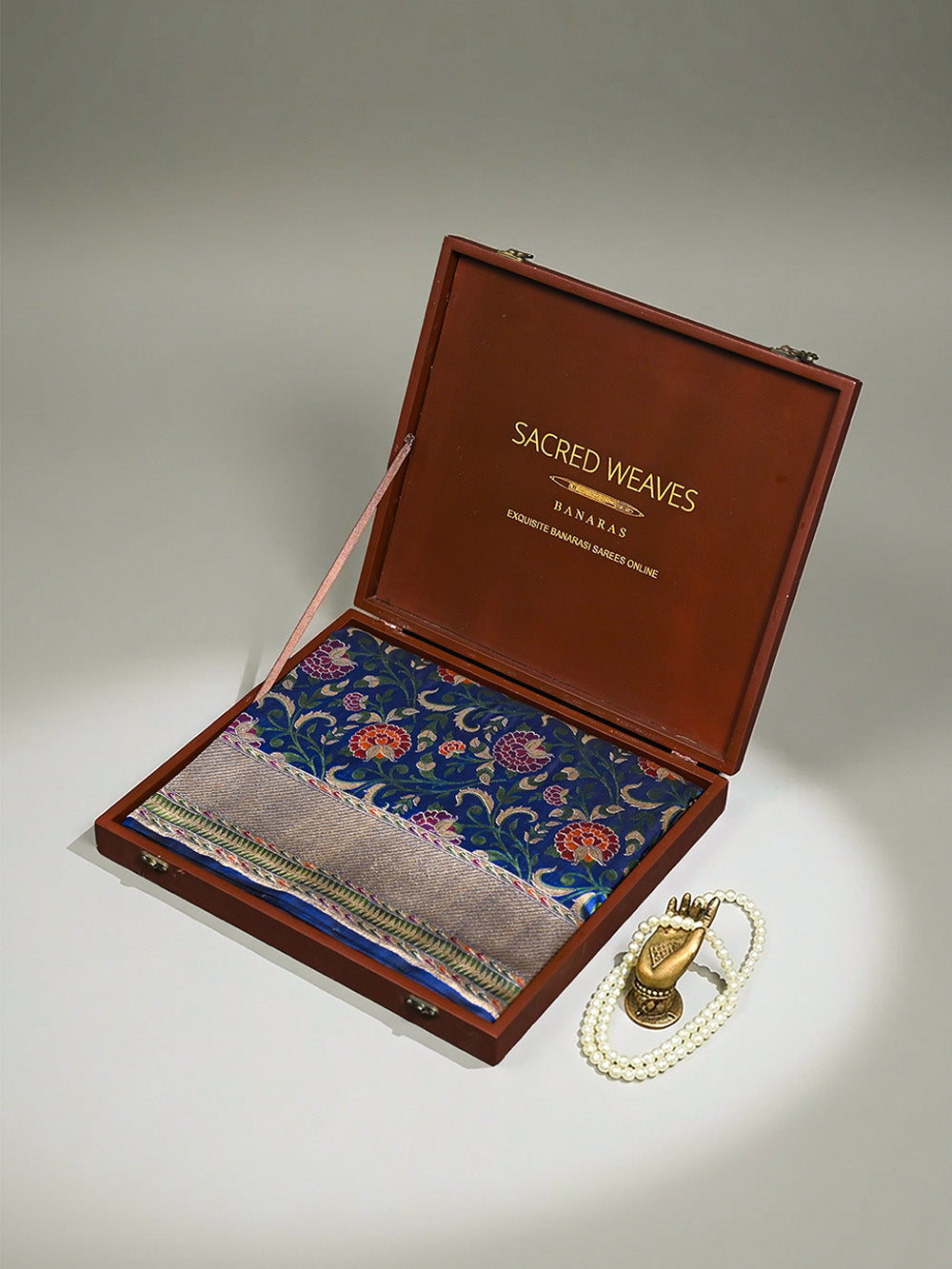 Blue Meenakari Katan Silk Handloom Banarasi Saree - Sacred Weaves