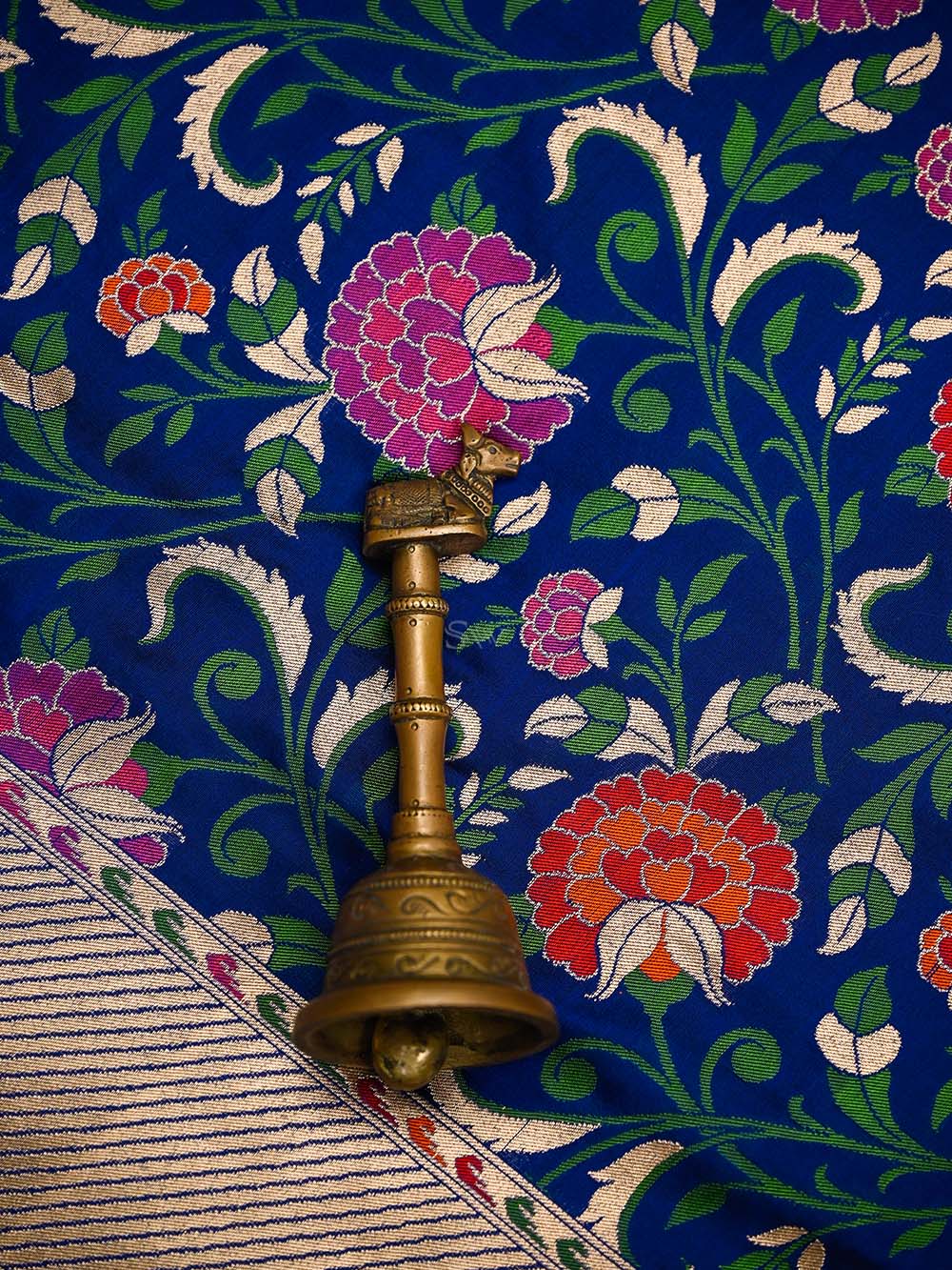 Blue Meenakari Katan Silk Handloom Banarasi Saree - Sacred Weaves