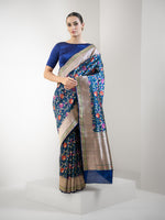 Blue Meenakari Katan Silk Handloom Banarasi Saree - Sacred Weaves